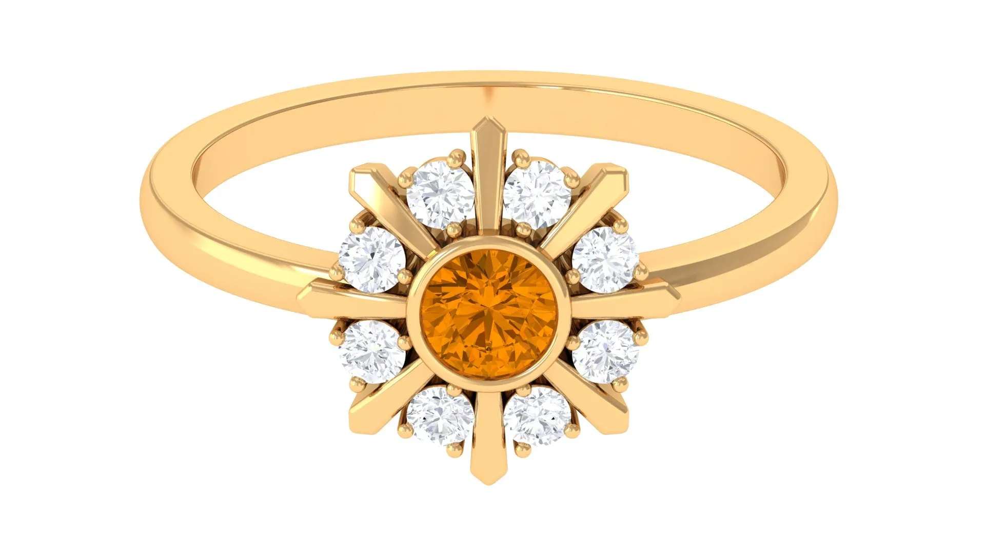 0.50 CT Citrine Statement Ring with Diamond Stones