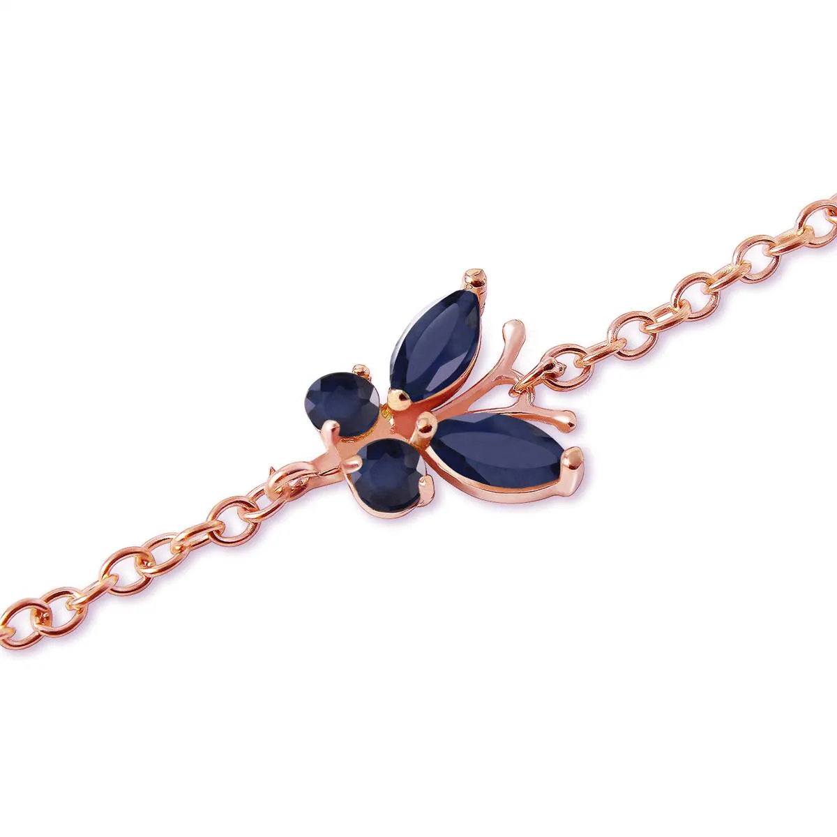 0.6 Carat 14K Solid Rose Gold Butterfly Bracelet Sapphire