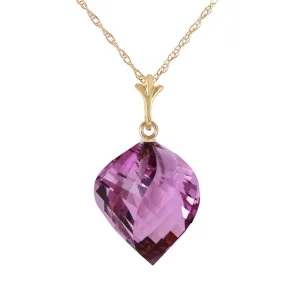 10.75 Carat 14K Solid Yellow Gold Necklace Twisted Briolette Amethyst