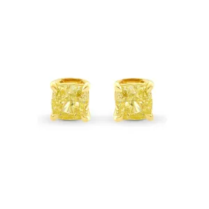 10k Yellow Gold Plated 2 Carat Square Created Yellow Sapphire Stud Earrings