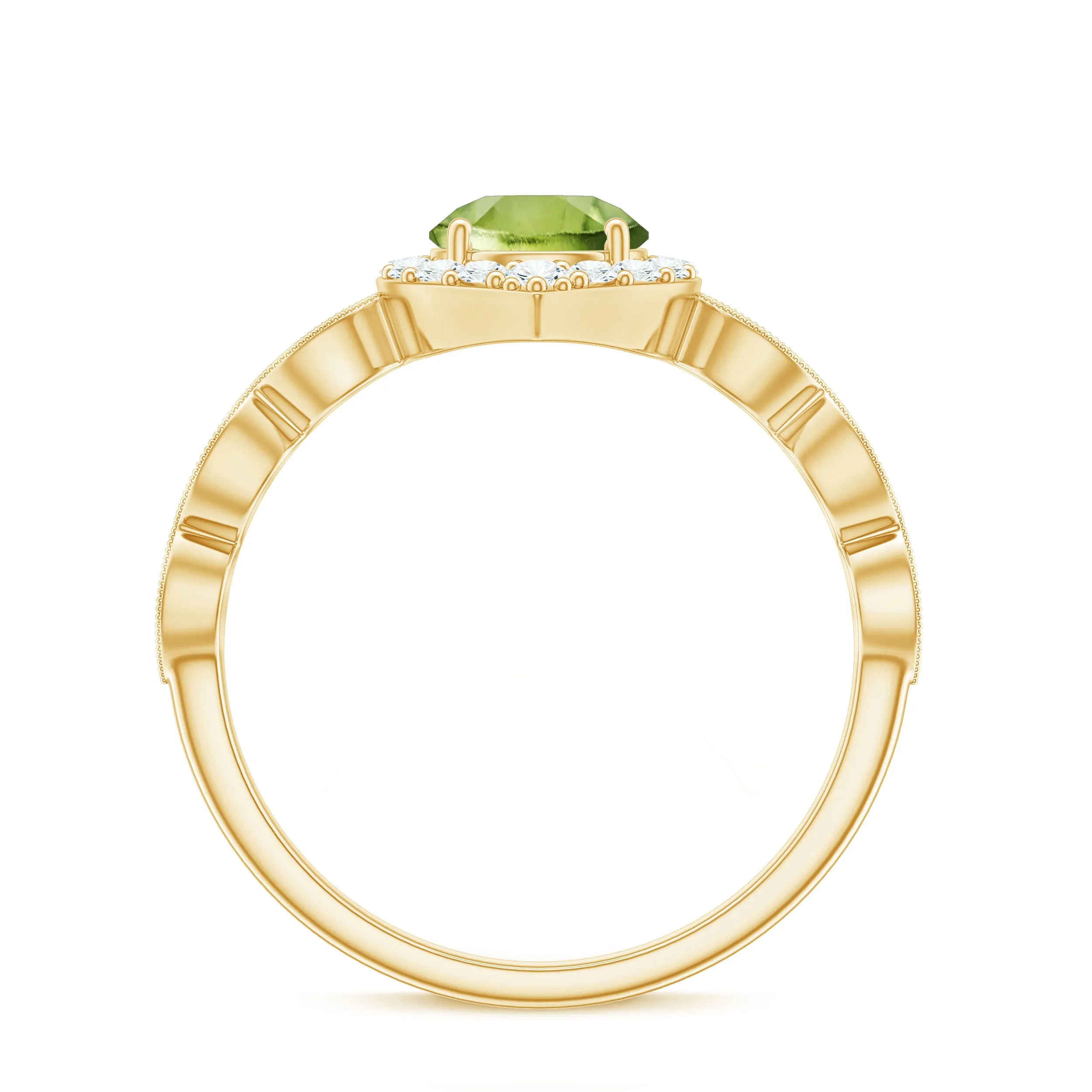 1.25 CT Peridot Vintage Engagement Ring with Diamond Accent