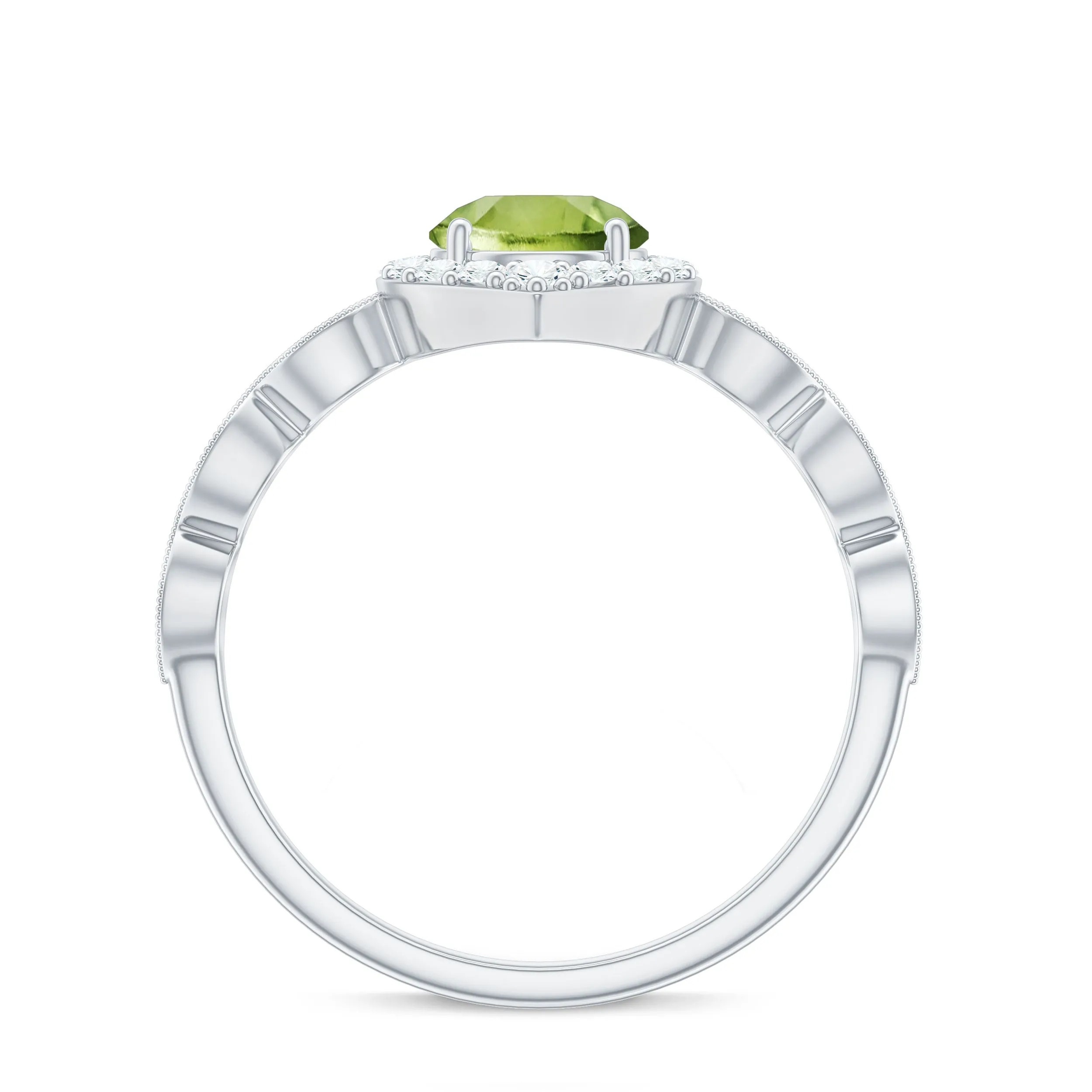 1.25 CT Peridot Vintage Engagement Ring with Diamond Accent