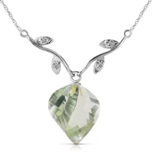 13.02 Carat 14K Solid White Gold Scattered Fragments Green Amethyst Necklace