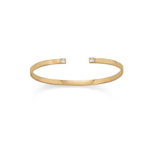 14 Karat Gold Plated CZ Thin Cuff Bracelet