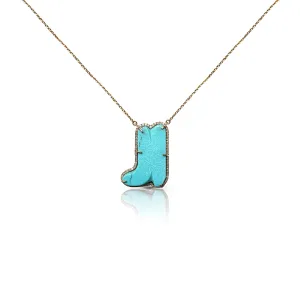 14k Diamond and Turquoise Boot Necklace