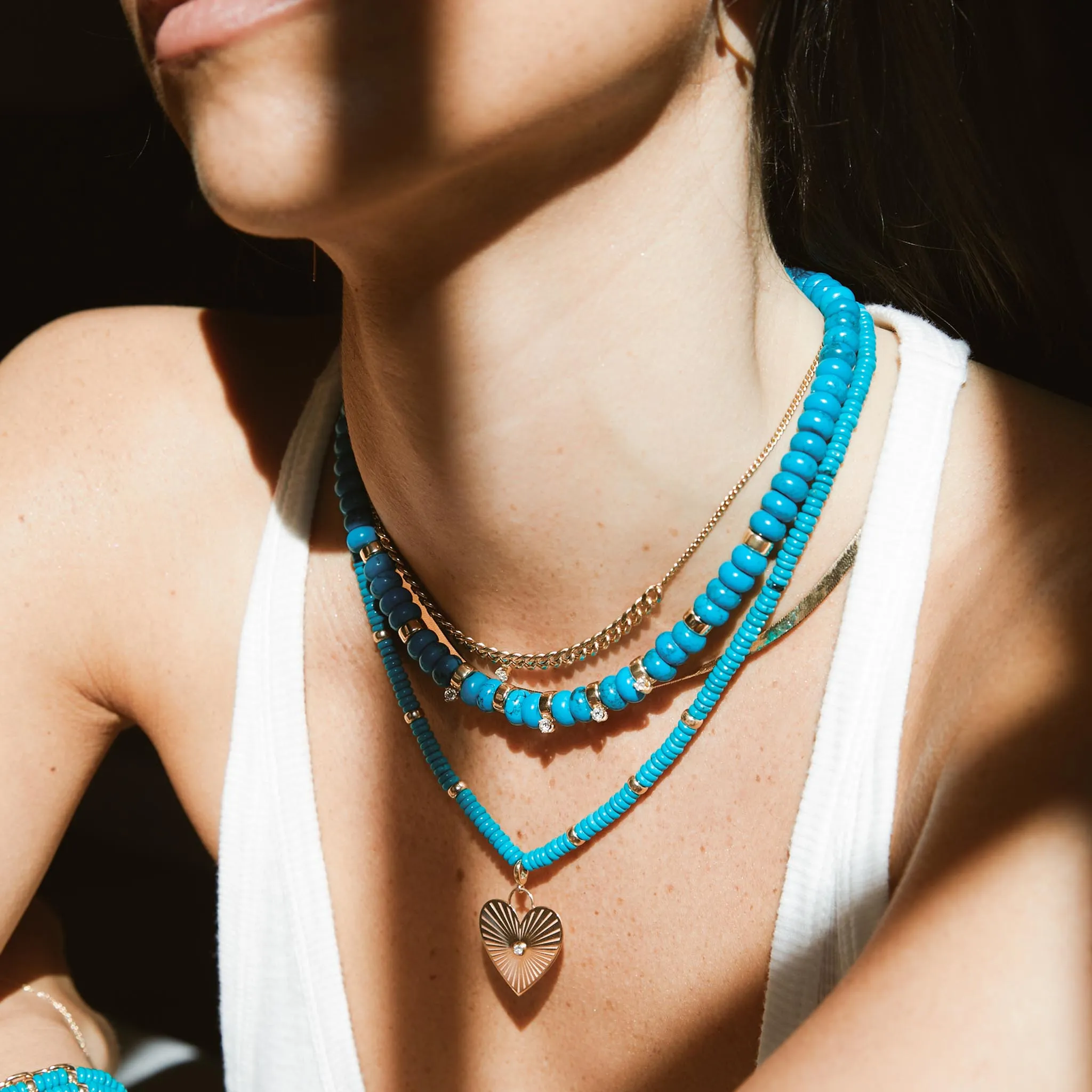 14k Gold & Turquoise Rondelle Bead Necklace