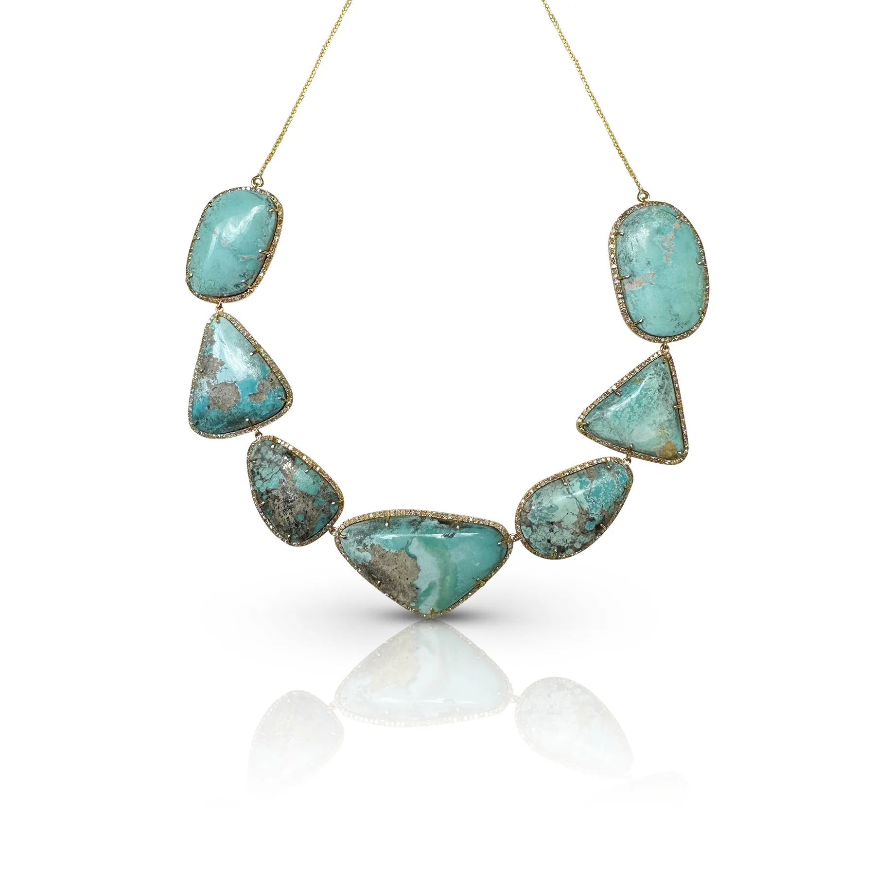 14k Gold and Diamond Turquoise Necklace