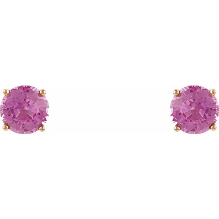 14K Rose 5 mm Natural Pink Sapphire Stud Earrings