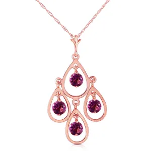 14K Solid Rose Gold Purple Amethyst Jewelry Necklace