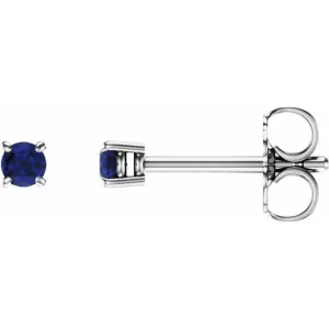 14K White 2.5 mm Lab-Grown Blue Sapphire Stud Earrings