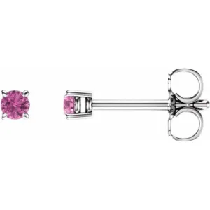 14K White 2.5 mm Natural Pink Sapphire Stud Earrings