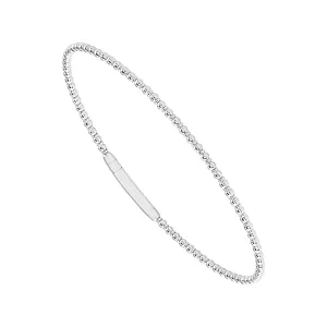 14K White Gold Beaded Flex Bangle