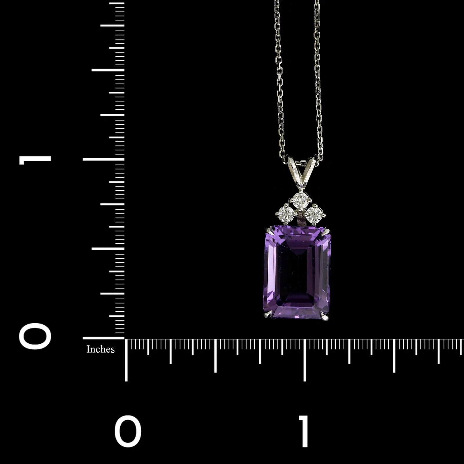 14K White Gold Estate Amethyst and Diamond Pendant