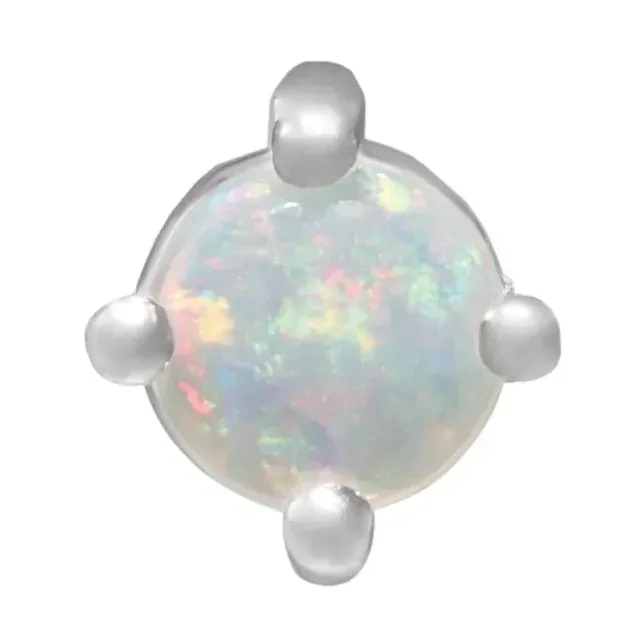 14K White Gold White Opal Cabochon Pendant