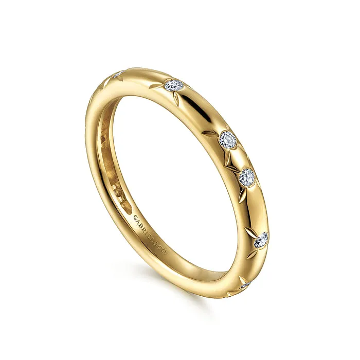 14K Yellow Gold Diamond Ladies Stackable Ring