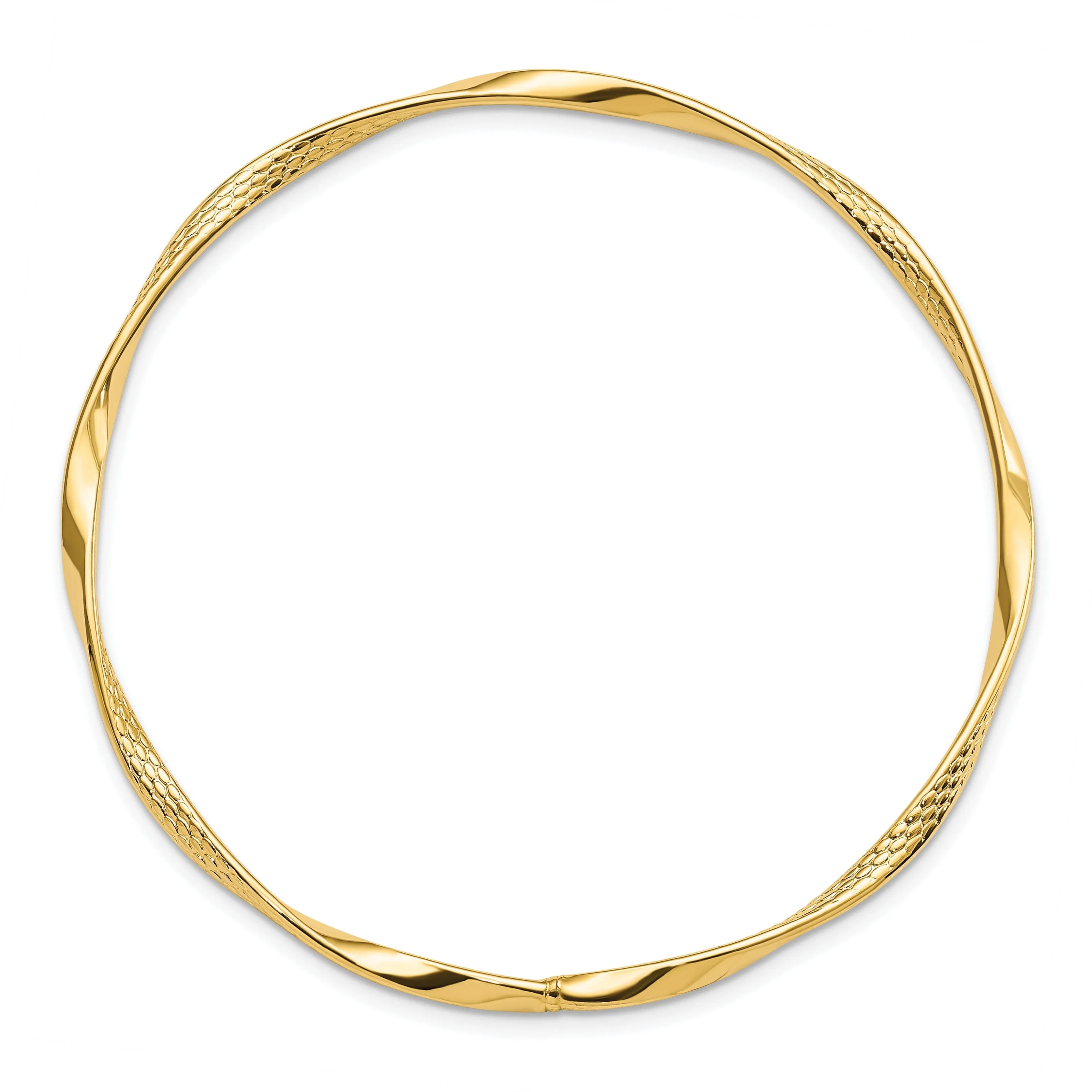 14k Yellow Gold Polished Twisted Slip On Bangle