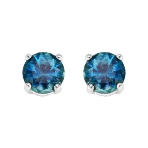 14kt White Gold 4.5mm Medium Blue Montana Sapphire Stud Earrings