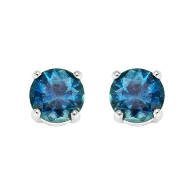 14kt White Gold 4.5mm Medium Blue Montana Sapphire Stud Earrings