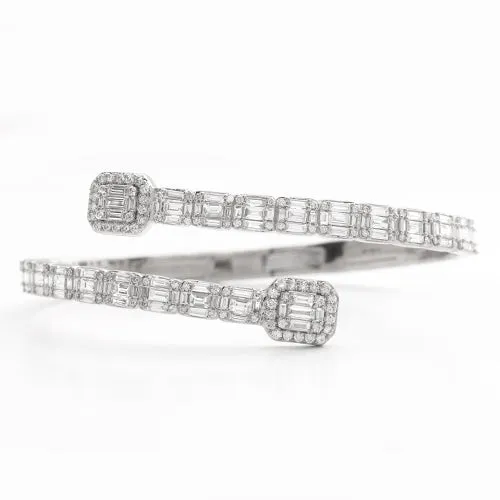 14KW 8.15CTW DIAMOND CUFF BRACELET - BAGUETTE &