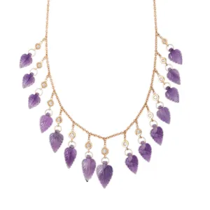 15 DIAMOND AMETHYST LEAF SHAKER NECKLACE