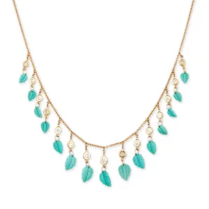 15 DIAMOND TURQUOISE LEAF SHAKER NECKLACE