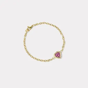 1.52ct Heart Pink Sapphire Heirloom Bezel Bracelet