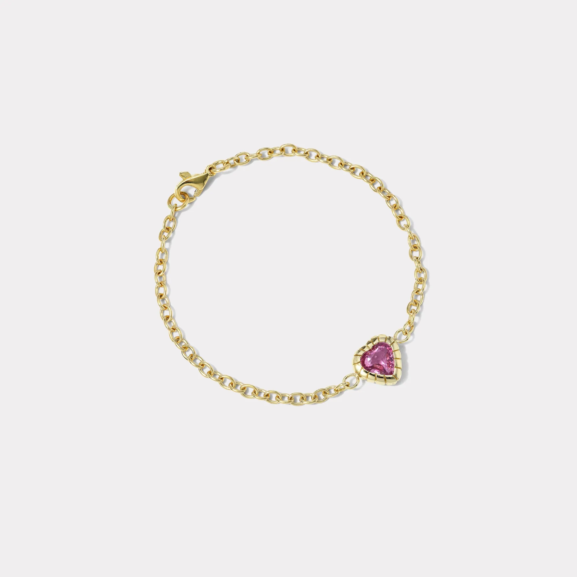 1.52ct Heart Pink Sapphire Heirloom Bezel Bracelet