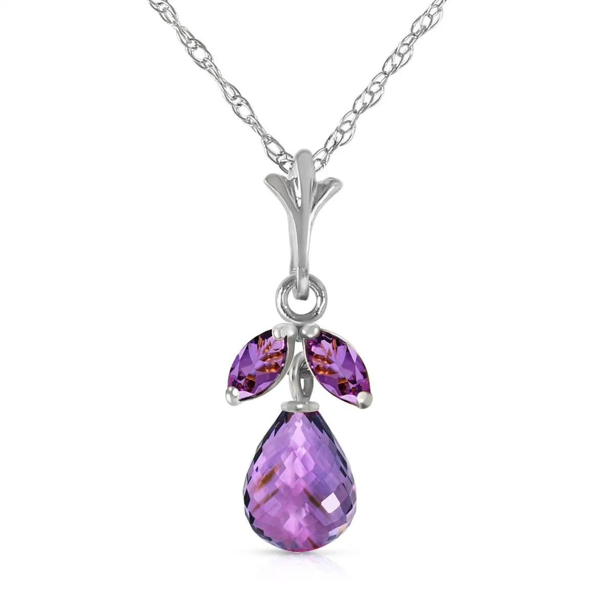 1.7 Carat 14K Solid White Gold Close Enough Amethyst Necklace