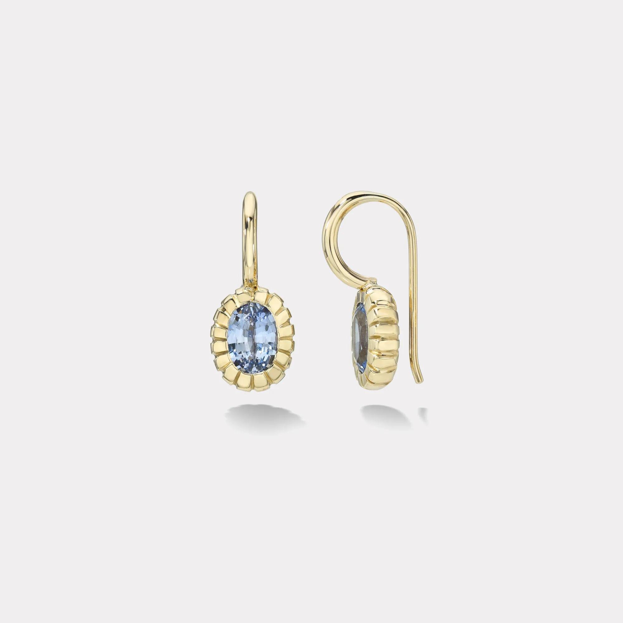 1.7ct Oval Sky Blue Sapphire Heirloom Bezel Earrings