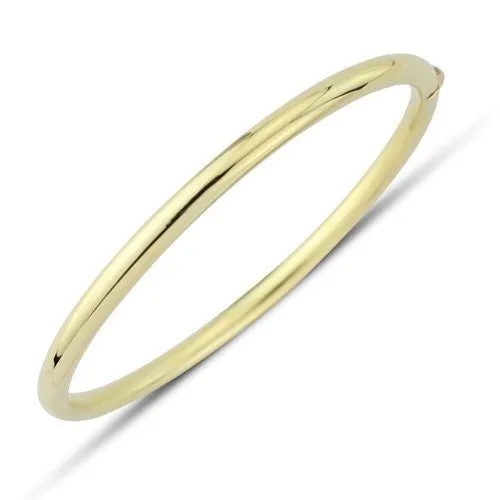 18ct Gold Oval Bangle, Women's Refined Hinged Design, 4mm, 26.80g, Gift Box Included