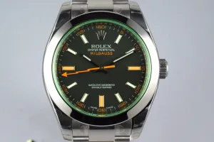 2009 Rolex Milgauss Green 116400V with Box and Papers MINT with Stickers