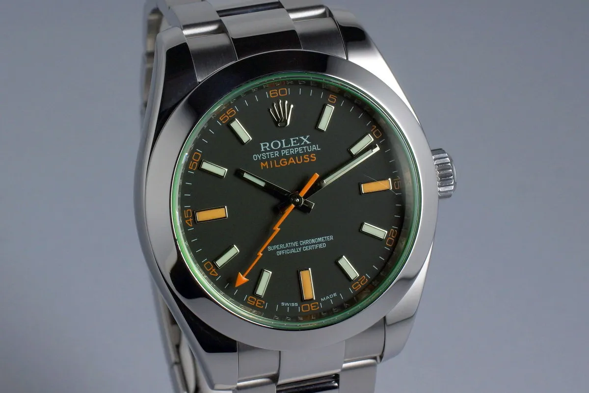 2009 Rolex Milgauss Green 116400V with Box and Papers