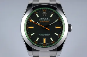 2009 Rolex Milgauss Green 116400V with Box and Papers