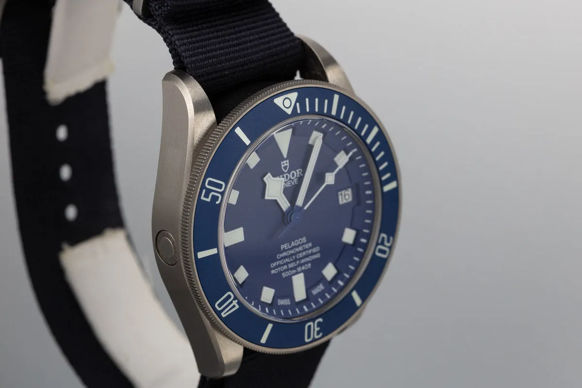 2017 Tudor Titanium Pelagos 25600TB Blue Dial with Box, Papers, Bracelet, and Dive Strap