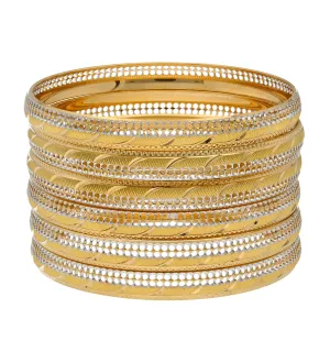 22K Yellow & White Gold Bangle Set of 6 (88.5gm)