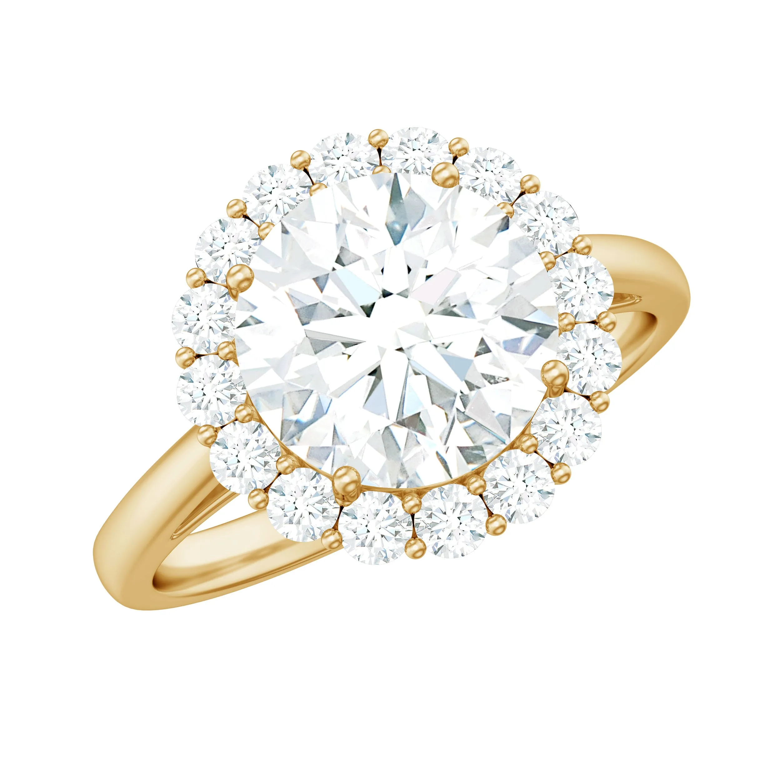 2.50 CT Round Cut Moissanite Solitaire Halo Ring