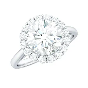 2.50 CT Round Cut Moissanite Solitaire Halo Ring