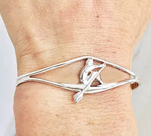 3D Side View Single Scull in Thin Split Cuff Rowing Bracelet