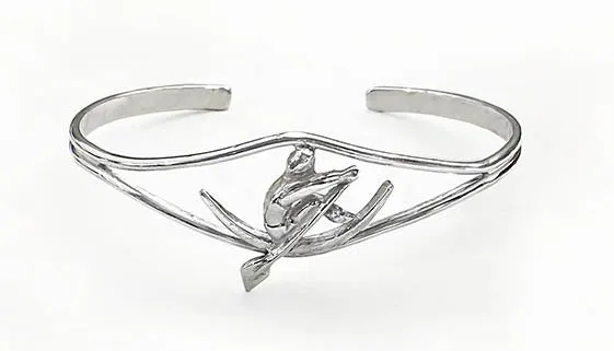 3D Side View Single Scull in Thin Split Cuff Rowing Bracelet