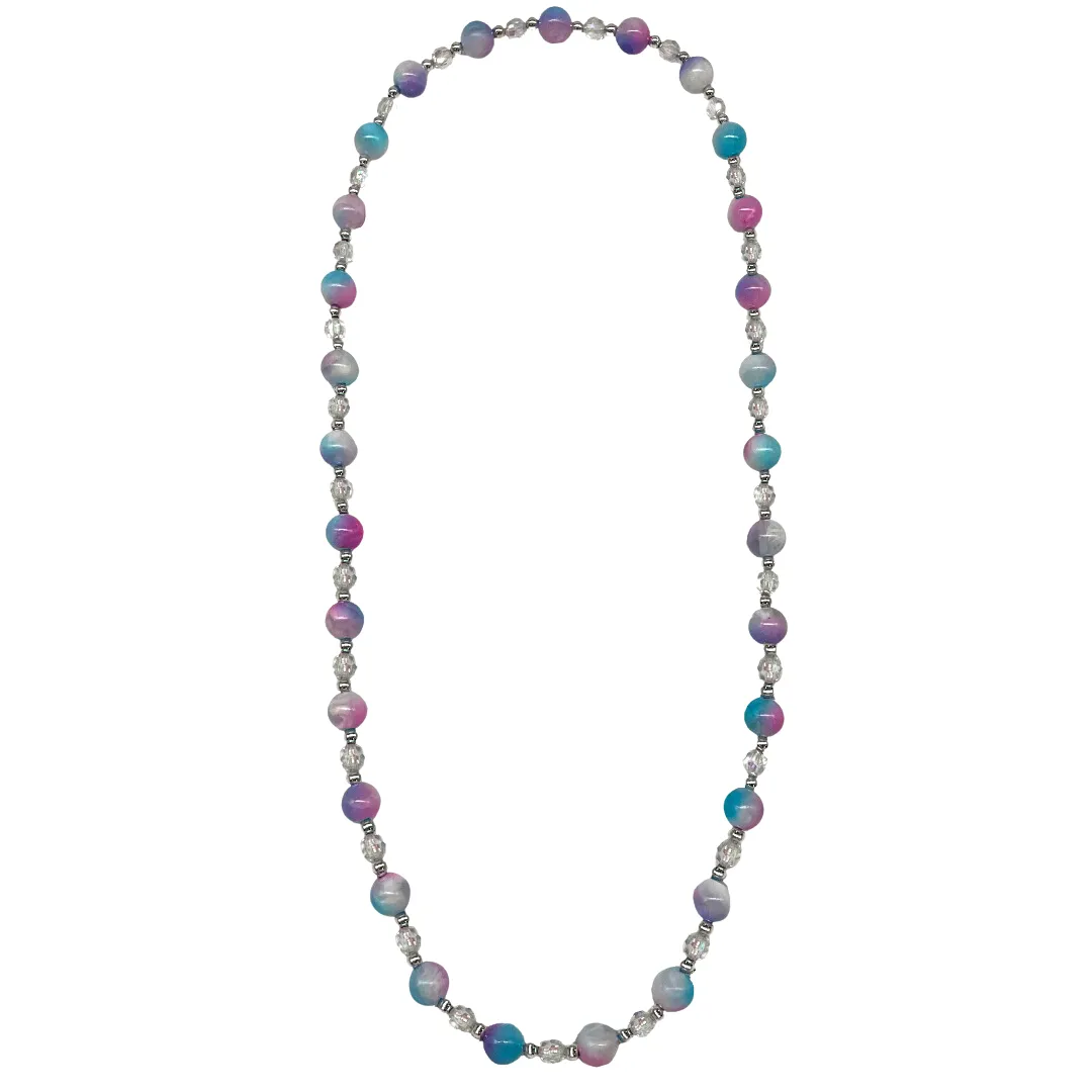 40" 16mm Pink, Purple, and Turquoise Marbled Necklace (Each)