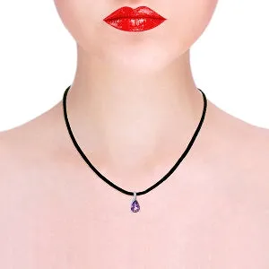 4.7 Carat 14K Solid White Gold Leather Necklace Natural Amethyst