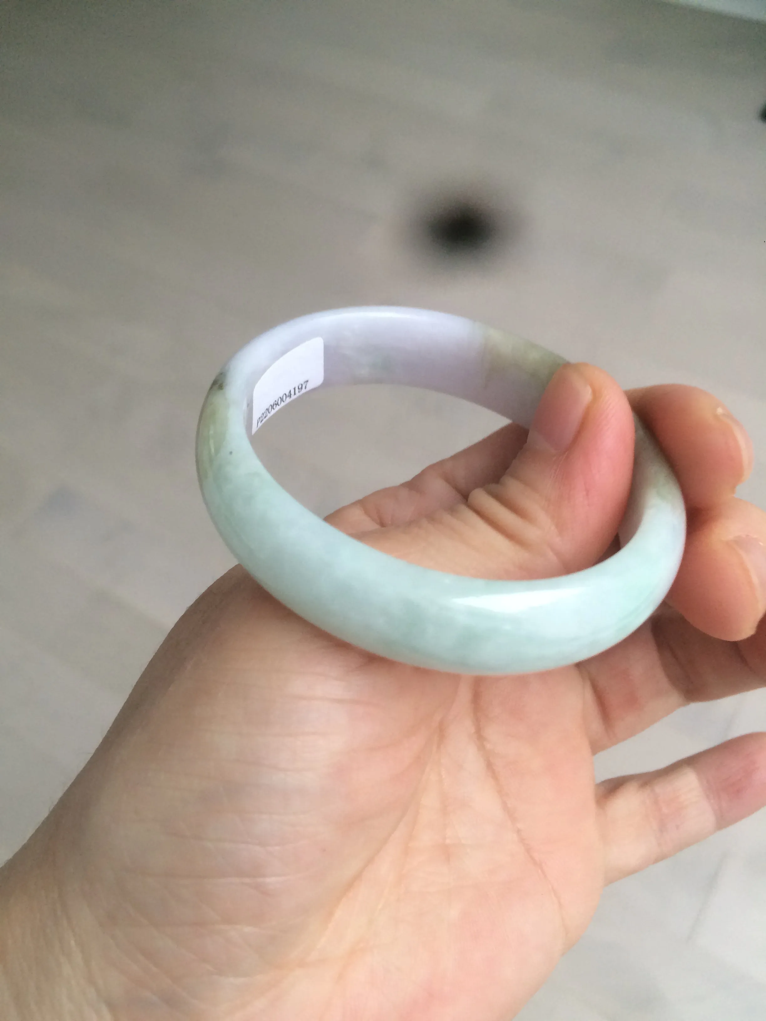 47.5mm Certified Type A 100% Natural light green/purple/brown (Fu Lu Shou) oval Jadeite Jade bangle AT57-4197