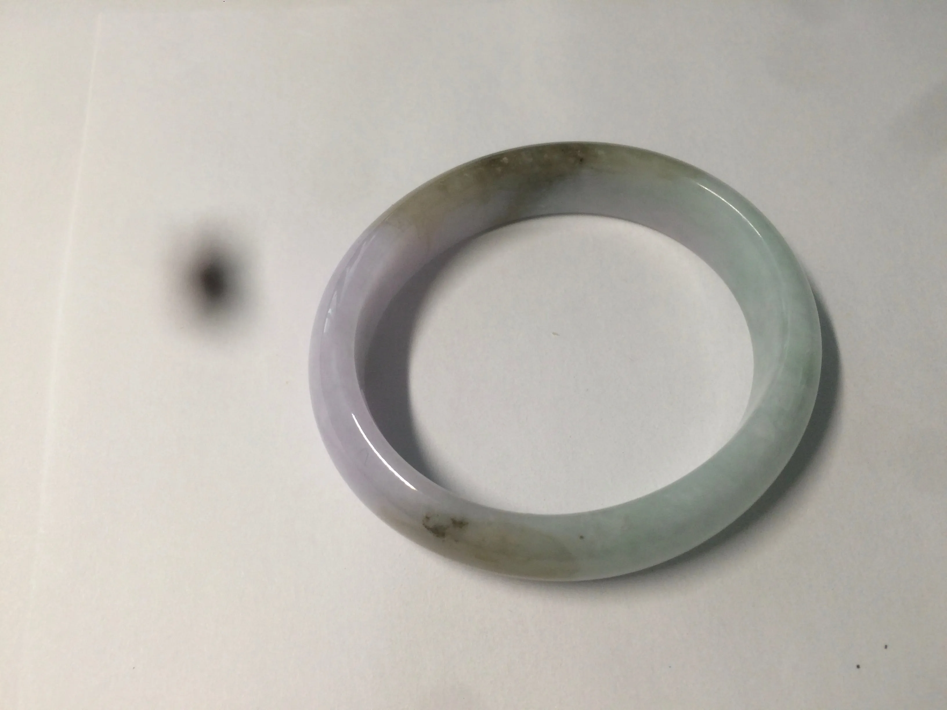 47.5mm Certified Type A 100% Natural light green/purple/brown (Fu Lu Shou) oval Jadeite Jade bangle AT57-4197