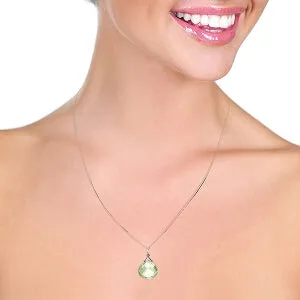 8.5 Carat 14K Solid White Gold Love Like Ballet Green Amethyst Necklace