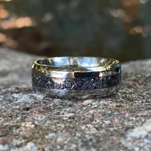 8mm Titanium Mens Wedding Band with Sherman Tank Inlay - Custom Made Mens Wedding Rings - Unique Mens Rings