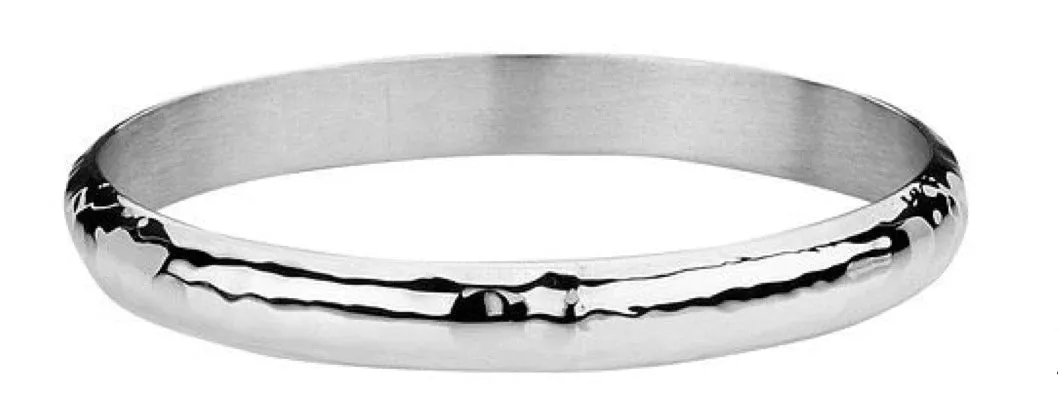 925 Silver Hammered Bangle - 10mm