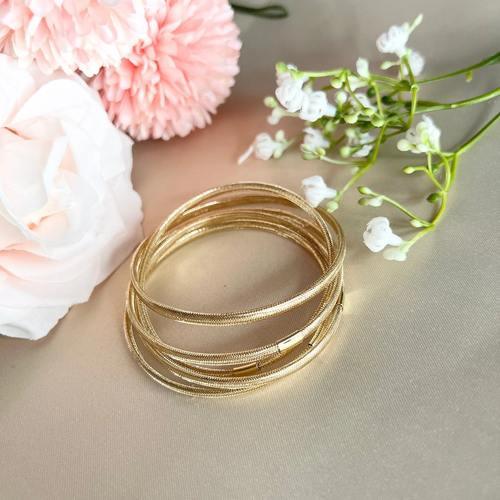 9ct Gold 4mm Mesh Bangle