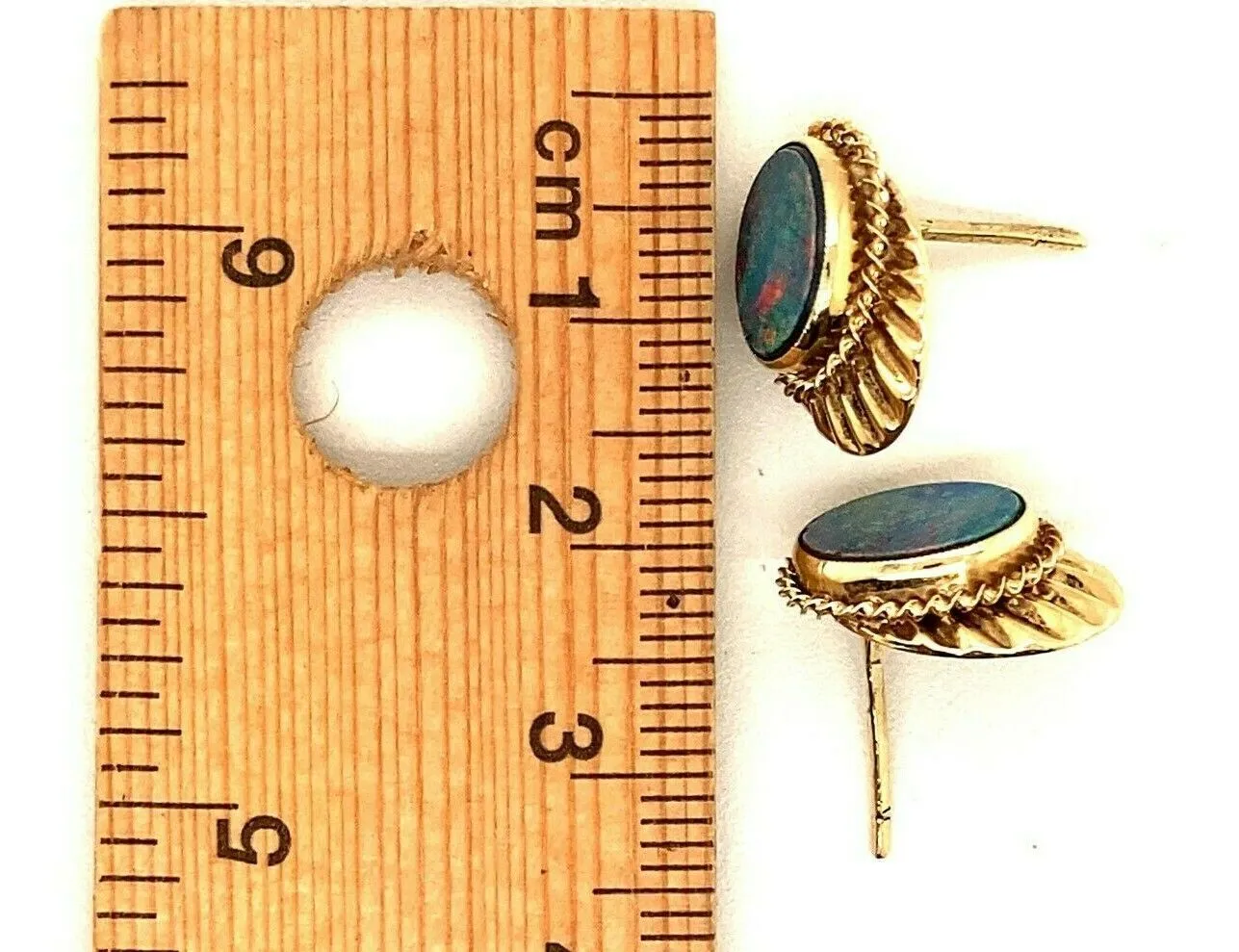 9ct Yellow Gold Opal Stud Earrings