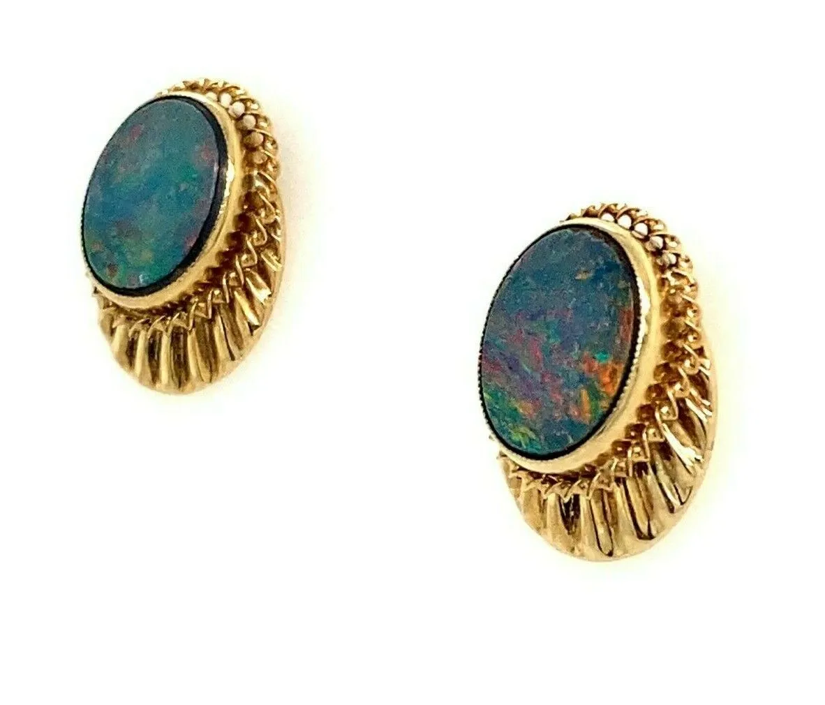 9ct Yellow Gold Opal Stud Earrings