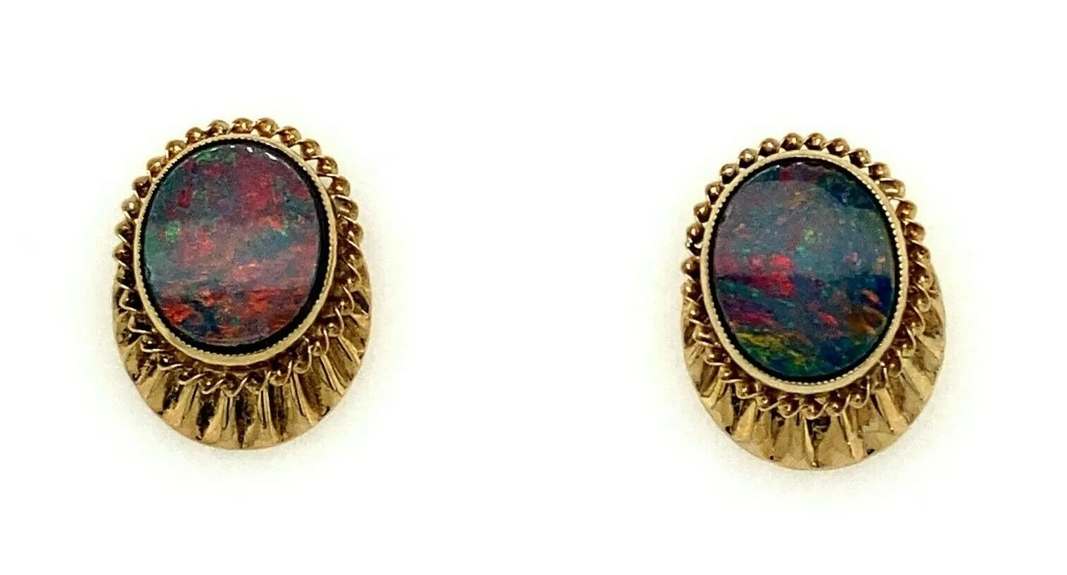 9ct Yellow Gold Opal Stud Earrings